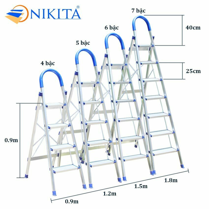 Thang nhôm ghế tay vịn kiểu Đức NIKITA