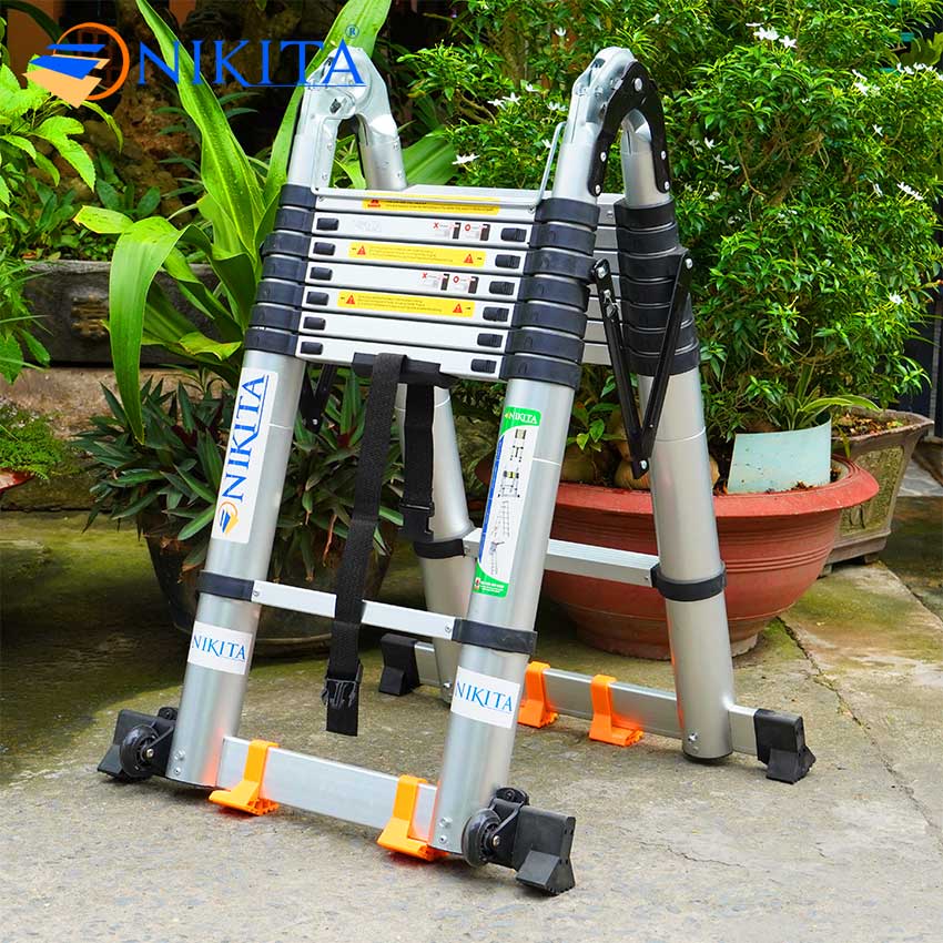 Thang rút chữ A đa năng có bánh xe NIKITA AID64