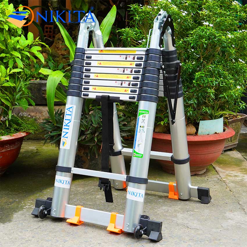 Thang rút chữ A đa năng có bánh xe NIKITA AID72