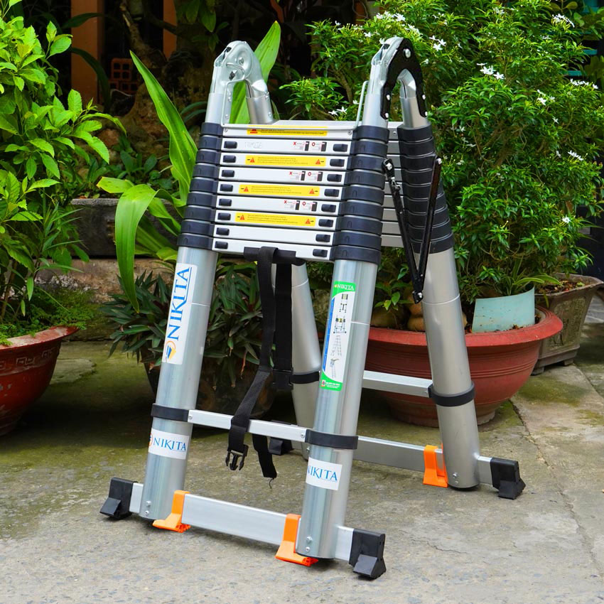 Thang rút chữ A đa năng có bánh xe NIKITA AID80