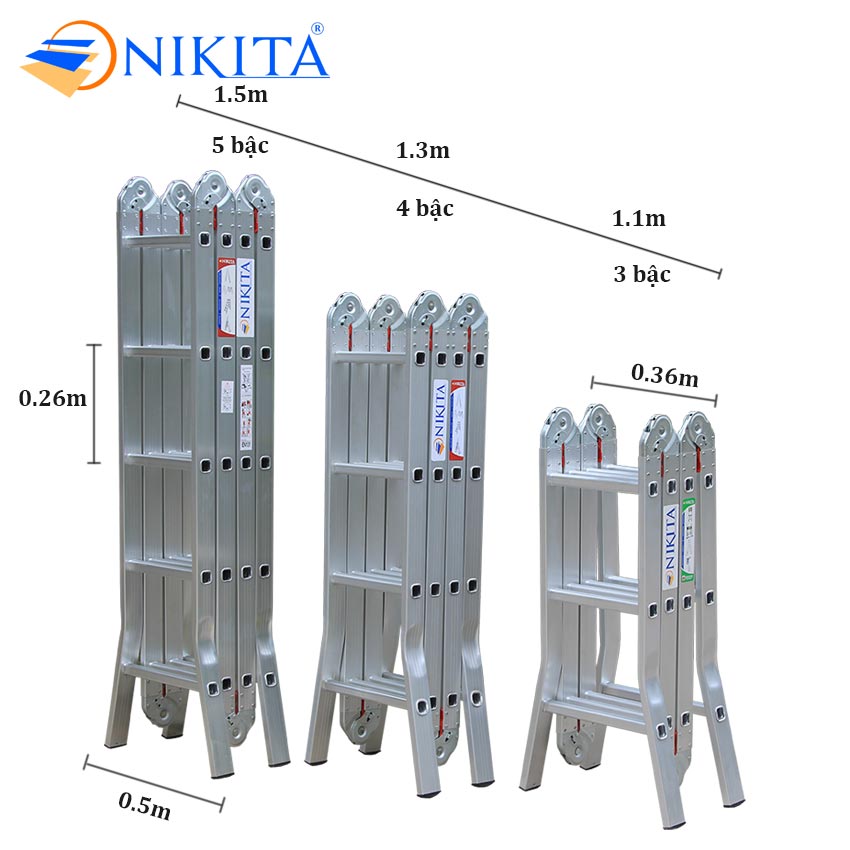 Thang gấp 4 khúc có chiều cao đa dạng
